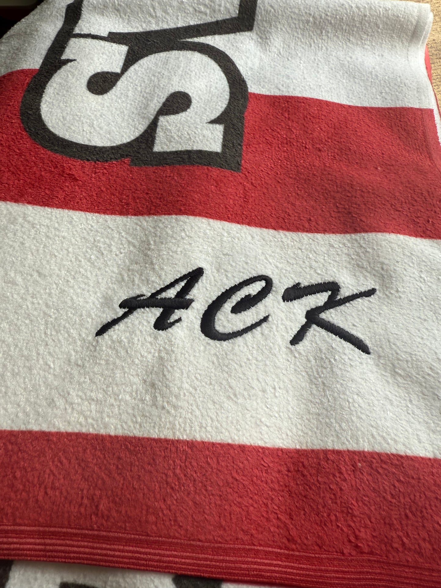 Colorfusion 30"x60" Custom Monogrammed Striped Wabash Swim and Dive Towel