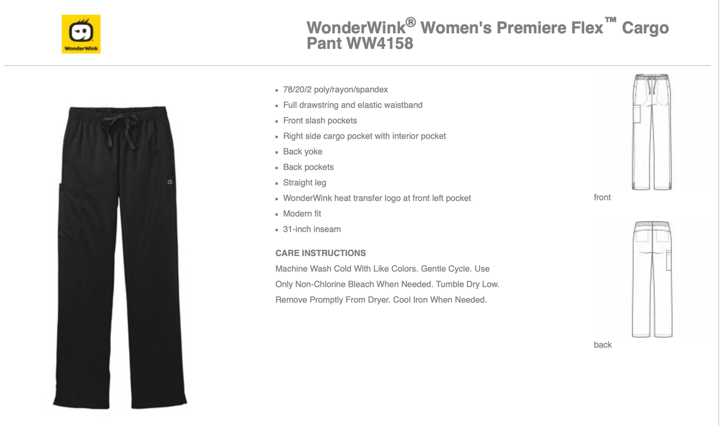 WonderWink® Women’s Premiere Flex™ Cargo Pant WW4158