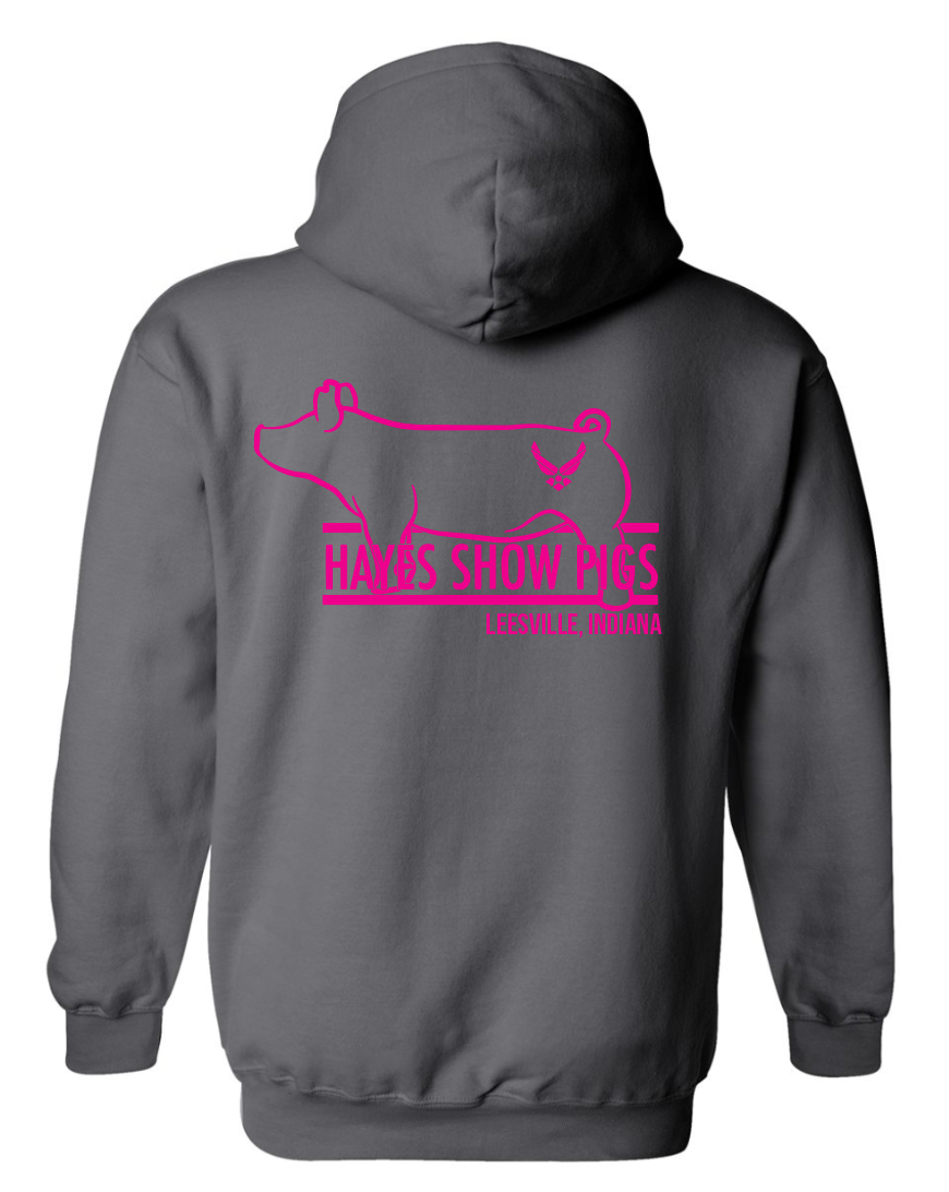 Hayes Show Pigs Hot Pink Hoodie